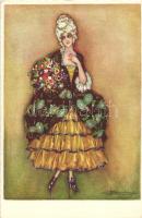 Baroque lady, Italian art postcard, Degami 854 s: Busi
