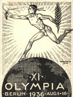 1936 Berlin Olympia, Dr Illyés László kiadása, megemlékezés az olimpia megnyitójáról So. Stpl s: Márton Lajos