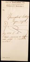 1920 Ranschburg Pál (1870-1945) ideggyógyász, egyetemi tanár, saját kézzel írt levél és recept