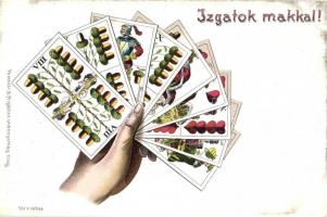 Izgatok makkal magyar kártyás képeslap; kiadja Ferenczi B. / Tell playing cards, litho