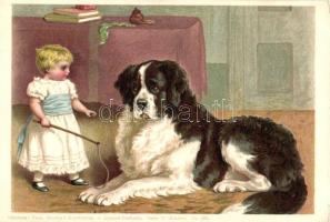 Dog, Theo Stroefers Aquarell-Postkarte Serie IV. (Kinder) No. 386. litho