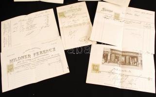 cca 1890-1900 Különböző fejléces kassai számlák