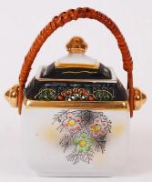 Japán festett porcelán cukortartó, jelzett, hibátlan, 10x8 cm