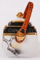 Japán festett porcelán cukortartó, jelzett, hibátlan, 10x8 cm