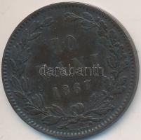 Románia 1867. 10B Cu "Heaton" T:2- Romania 1867. 10 Bani Cu "Heaton" C:VF