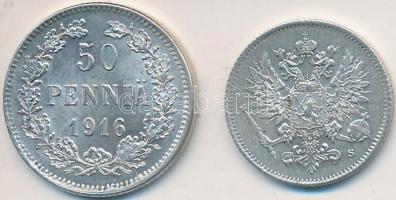 Finnország 1916. 25P Ag + 50P Ag T:2
Finland 1916. 25 Pennia Ag + 50 Pennia Ag C:XF