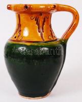 Csákvár sárga-zöld kerámia köcsögök, jelzett, hibátlan, m: 16 és 20 cm