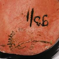 Csákvár sárga-zöld kerámia köcsögök, jelzett, hibátlan, m: 16 és 20 cm