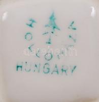 Hollóházi pálinkás kulacs dugóval, 2 db hozzávaló kupica, jelzett, hibátlan, m: 4,5 és 17 cm