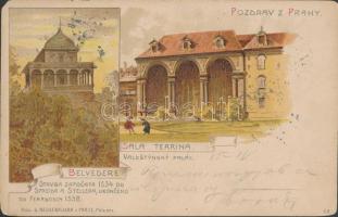 Praha, Belvedere, Sala Terrina, Valdstynsky palac / Waldstein palace litho (worn corners)