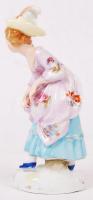 Jelzett kalapos hölgy, kézzel festett, jelzett, hibátlan, kopott a jelzés, m:13 cm