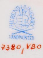 Herendi Viktória mintás porcelán áttört kosárka, hibátlan, jelzett, 10x7x3 cm