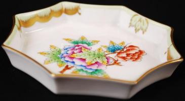 Herendi Viktória mintás kézzel festett porcelán tálka, hibátlan, jelzett, d: 11 cm