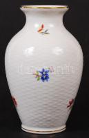 Herendi virágmintás porcelán váza, hibátlan, jelzett, m: 15 cm