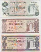 Guyana 1966-1992. 5$ + 10$ + 20$ T:I,I- (hajtatlan, apró sarokhajlások) Guyana 1966-1992. 5 Dollars + 10 Dollars + 20 Dollars C:UNC,AU (unfolded, small folded corns)