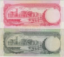 Barbados 1973-1975. 1$ + 5$ T:II (hajtatlan),III 
Barbados 1973-1975. 1 Dollar + 5 Dollars C:XF (unf...
