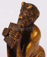 Pánsípon játszó faun, réz, jelzés nélkül, m:21 cm