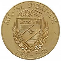1988. "MTK-VM Sportklub 100 éves" nagyalakú aranyozott fém emlékérem dísztokban (70mm) T:2