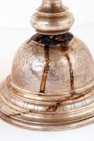 Ezüst (Ag.) talpas kínáló, jelzett, mesterjeggyel (MS), cizellált, csúnyán javított, m:16 cm, nettó:...