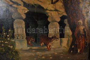 Ernst jelzéssel: Lesben állva. Olaj, vászon, sérült antik keretben, 60×80 cm