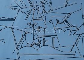 Csík István (1930-): Térpunktúra. Szitanyomat, papír, kisebb gyűrűdének, jelzett, 33×48 cm