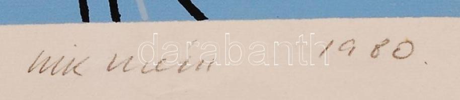 Csík István (1930-): Térpunktúra. Szitanyomat, papír, kisebb gyűrűdének, jelzett, 33×48 cm