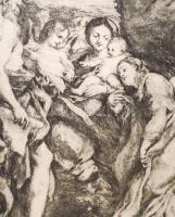 Olvashatatlan jelzéssel: Mitológia jelenet. Rézkarc, papír, foltos, 39×29 cm