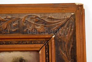 Tibai Takács Jenő (1876-1943): Falusi utcakép. Olaj, karton, jelzett, antik sérült keretben, 17×29 c...