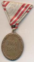 1914. "Vörös Kereszt Bronz Díszérme hadidíszítménnyel" festett Br kitüntetés mellszalagon ...