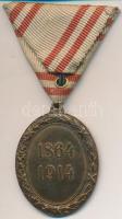 1914. "Vörös Kereszt Bronz Díszérme hadidíszítménnyel" zománcozott Br kitüntetés mellszala...