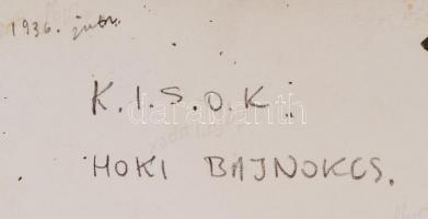 1936 K.I.S.O.K. krikett bajnokcsapat, hátoldalán feliratozva, 9x6 cm