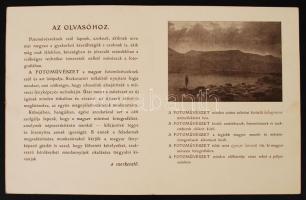 A Fotóművészet amatőr és művészfotográfiai folyóirat (szerk. Balogh Rudolf) kinyitható reklámlapja, ...