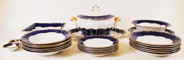 Zsolnay Pompadour készlet (6 szem.), kézzel festett, jelzett, hibátlan, összese:24 db