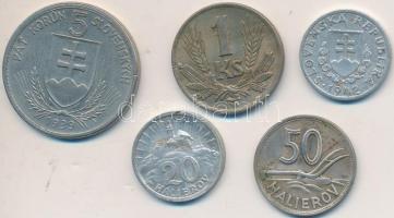 Szlovákia 1939-1943. 20h-5K (5xklf) T:2,2-
Slovakia 1939-1943. 20 Haleru - 5 Korun (5xdiff) C:XF,VF