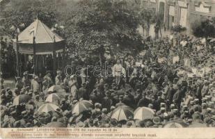 1916 Versec, a 'Vashonvéd' leleplezése; gutóri Földes Gyula honvédőrnagy beszédet mond / military monument inauguration (EK)