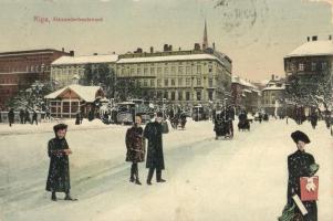 Riga, Alexander boulevard in winter