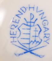 Herendi virágmintás kézzel festett porcelán mini váza fedéllel, hibátlan, jelzett, m: 10 cm