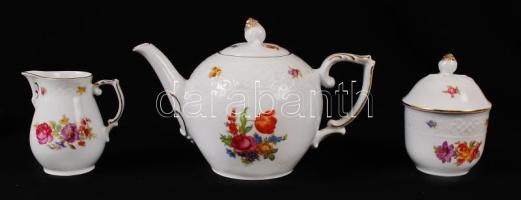 Schumann matricás virágmintás porcelán teás készlet, hibátlan, jelzett