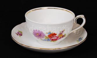 Schumann matricás virágmintás porcelán teás készlet, hibátlan, jelzett