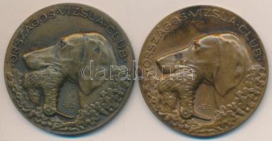 Berán Lajos (1882-1943) / Berán Nándor (1889-1965) ~1945. "Országos Vizsla Club" (2x) Br díjérmek (46mm) T:2,2-