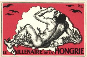 Le Millenaire de la Hongrie kiadja az Országos Propaganda Bizottság / Hungary, irredenta art postcard s: Gara Arnold