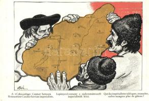 Lepényevő verseny a cseh-román-szerb imperialisták közt / Hungary, irredenta, artist signed