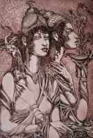 Kolozsvári G. Miklós (1950-): Éji vigaszok. Rézkarc, papír, jelzett, 29×18 cm