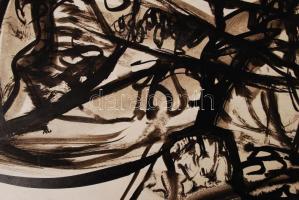 Schubert Ernő (1903-1960): Absztrakt táj. Tus, papír, jelzett, hátoldalán leltári szám és hagyatéki ...