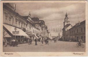 Beregszász, Verbőczy tér, Nagyszálló kávéház és étterem / square, Grand Hotel cafe and restaurant (ázott / wet damage)