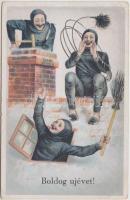 New Year, chimney sweepers litho (EK)