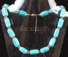 Türkiz hatású nyaklánc, h: 39 cm / Turquoise nacklace