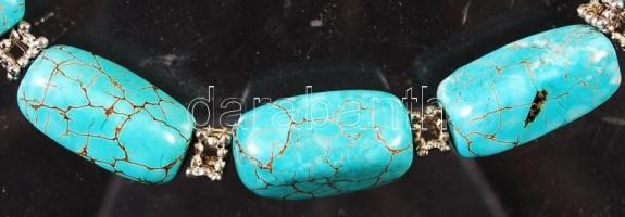 Türkiz hatású nyaklánc, h: 39 cm /
Turquoise nacklace