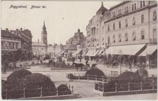 Nagyvárad, Bémer tér, Fisher Úri szabó, Lőrincz Mór üzlete, Pannónia szálloda / square, shops, hotel (EB)