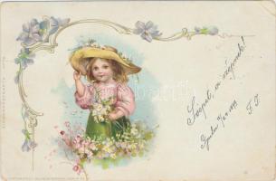 1899 Girl, flower, Kinderpostkarte No. 19. litho (EK)